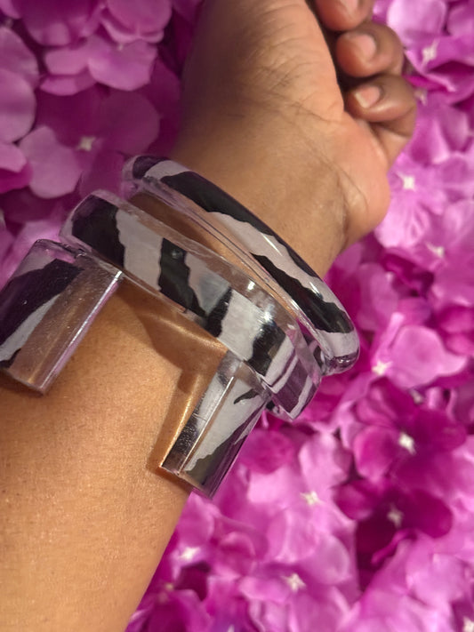 Triple stack zebra print Resin bangles