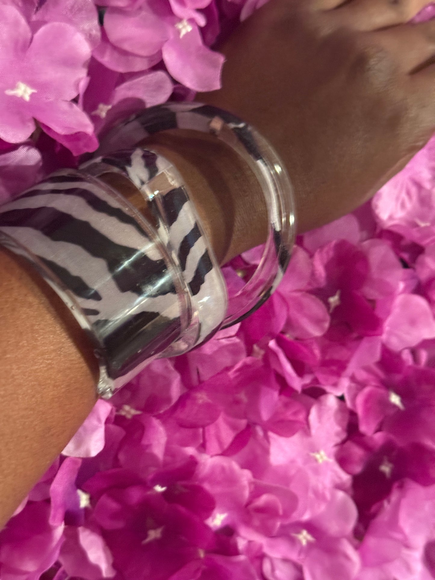 Triple stack zebra print Resin bangles