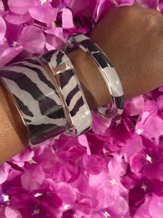 Triple stack zebra print Resin bangles